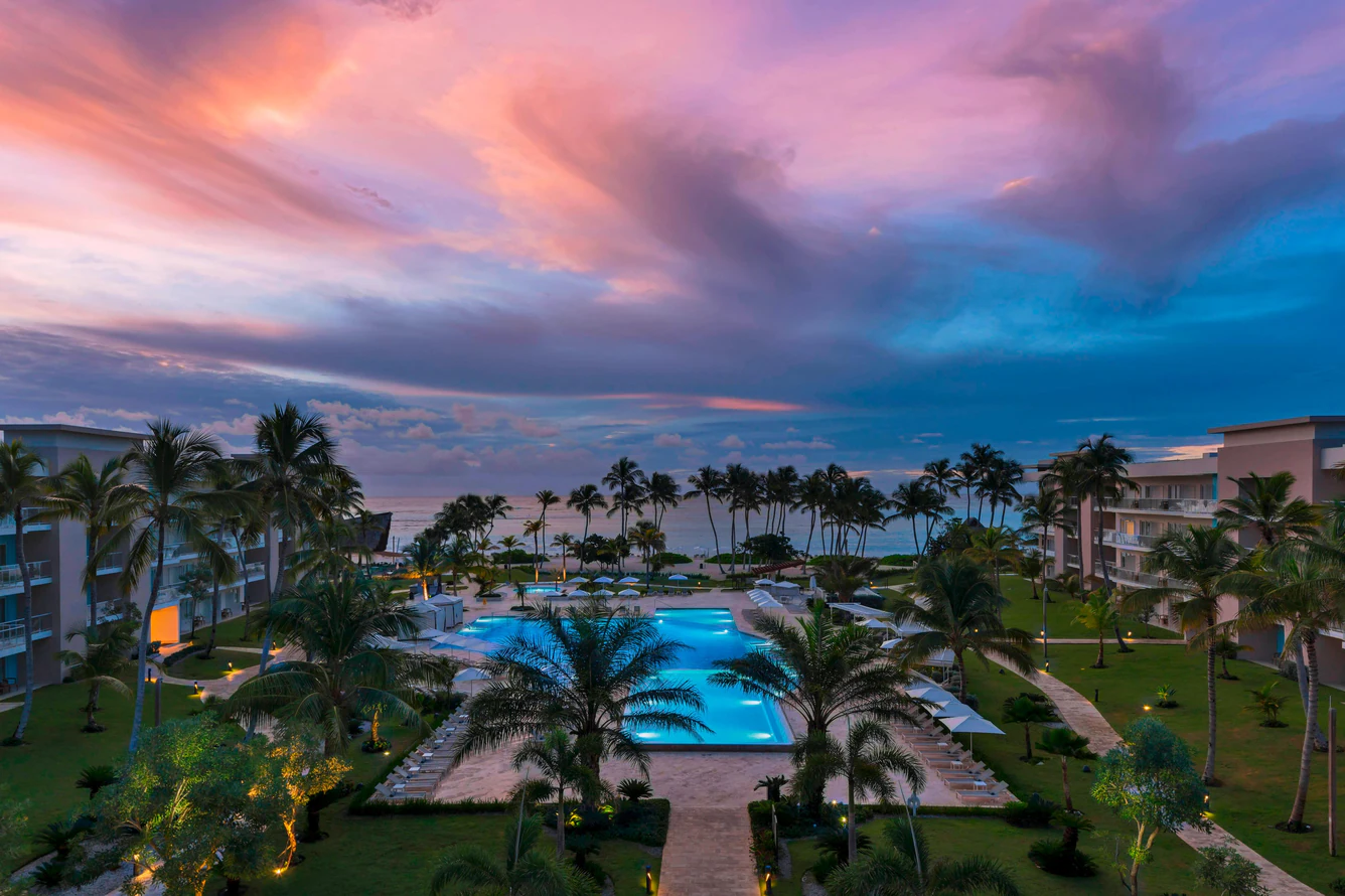 The exterior of the Westin Puntacana Resort facing the water