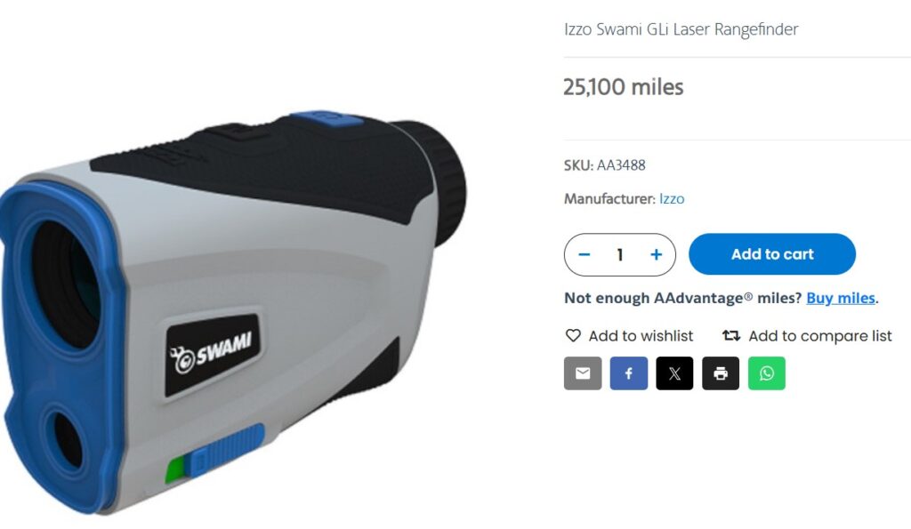 Range finder available through the AAdvantage Exchange