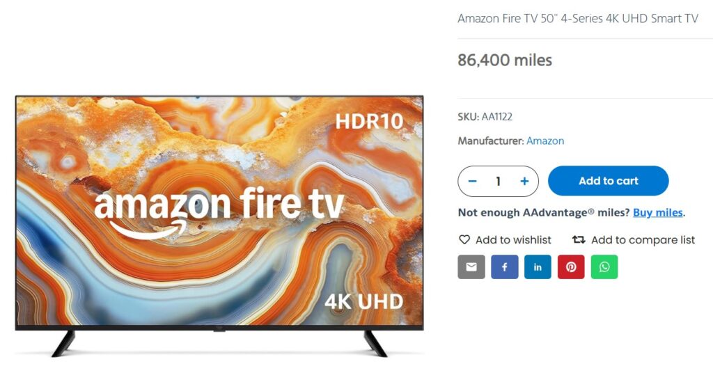 Amazon Smart TV available through the AAdvantage Exchange