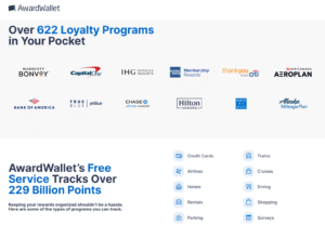 AwardWallet landing page showing number of programs and points tracked