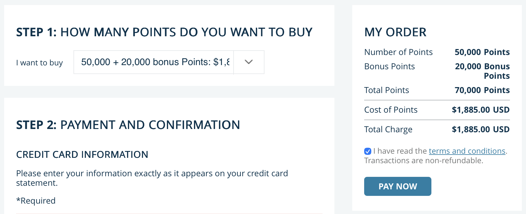 Amtrak buy points receipt