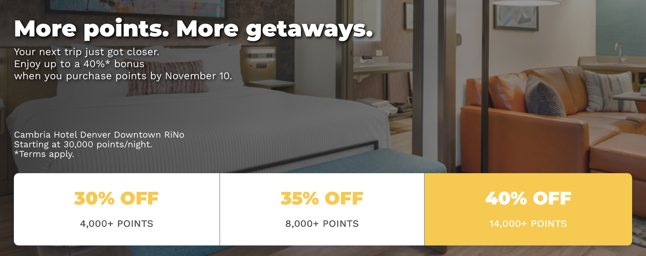 Choice Privileges buy points sale banner.