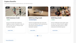 Screenshot of Amex website showing a preview of some benefits