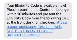 Automated text message informing your time to access lounge is now