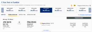 Singapore Airlines Spontaneous Escapes discounted pricing from Frankfurt to New York