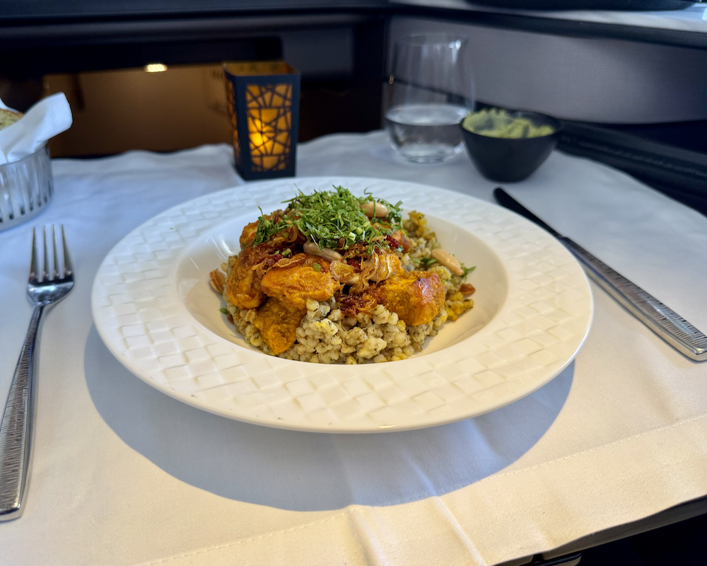 Main course on a Qatar Airways flight.