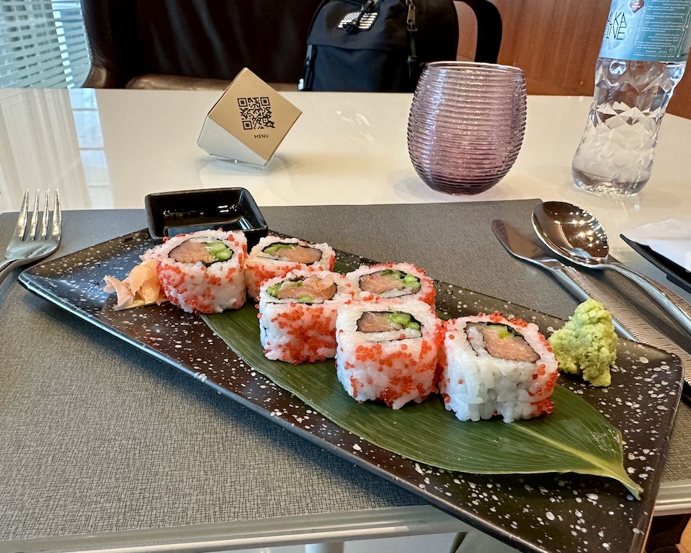 Sushi in the Al Mourjan lounge.