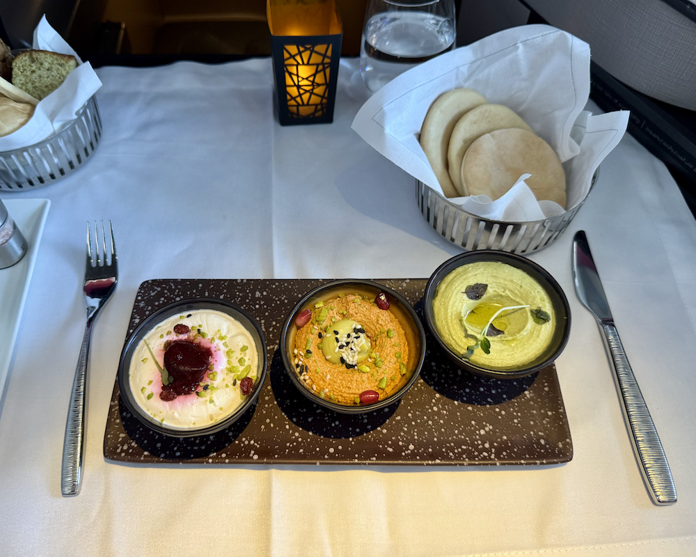 Qatar Airways mezze plate.
