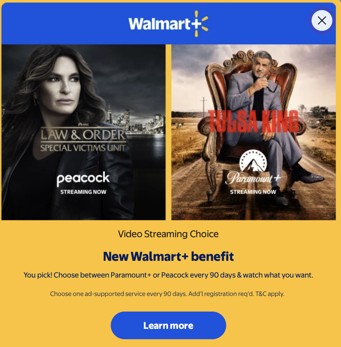 New Walmart+ Benefit: Video streaming choice