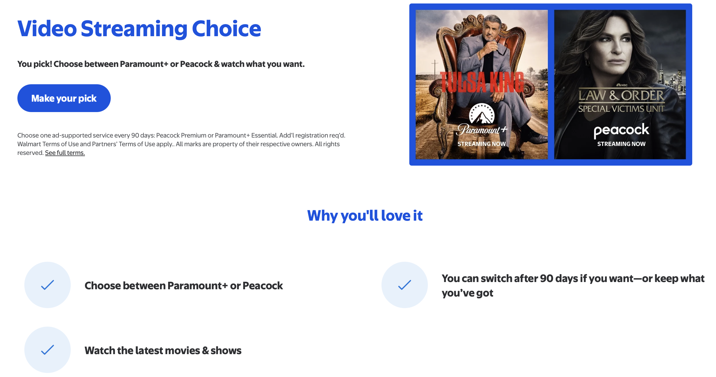 Video Streaming Choice selection