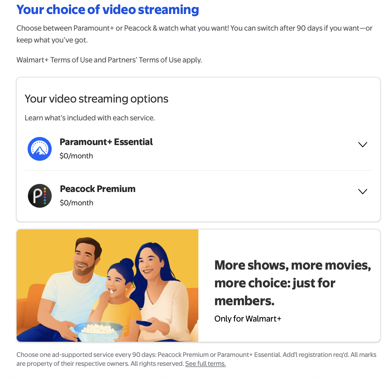 Video streaming choices