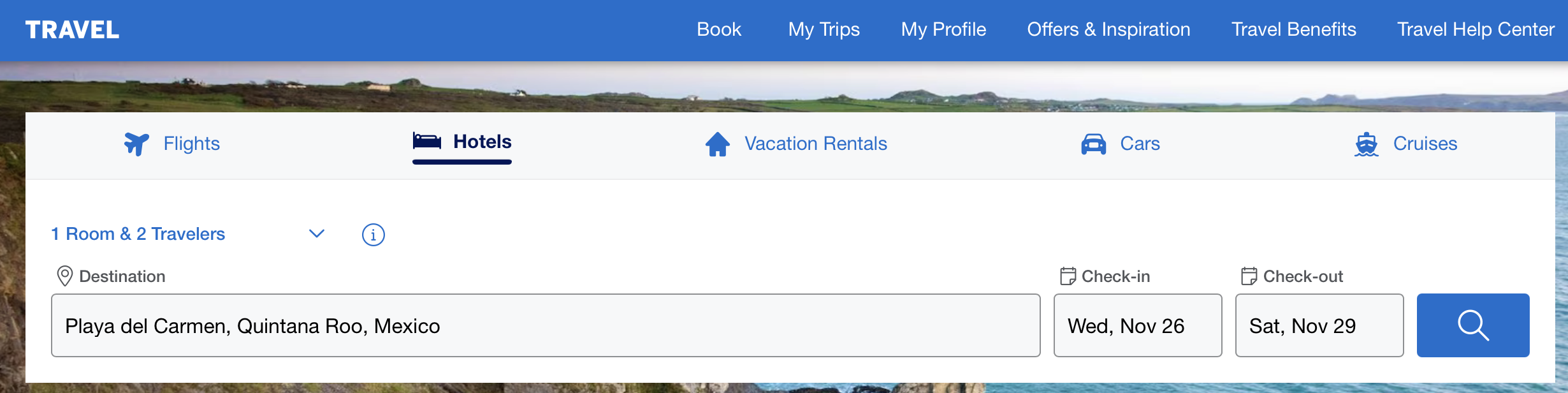 Amex Travel booking widget