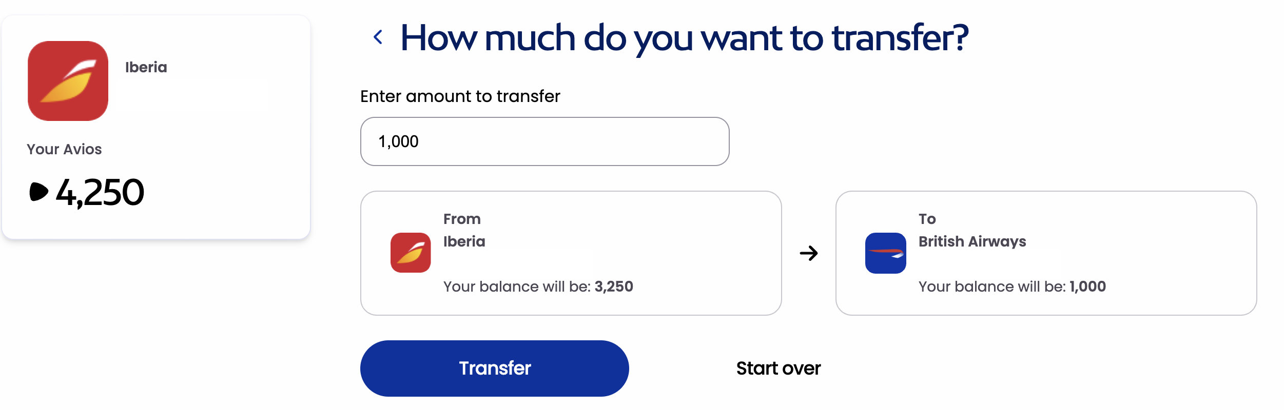 A screenshot showing a transfer from Iberia to British Airways