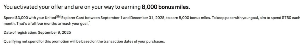 United Card Promotion 8,000 Miles September 2025