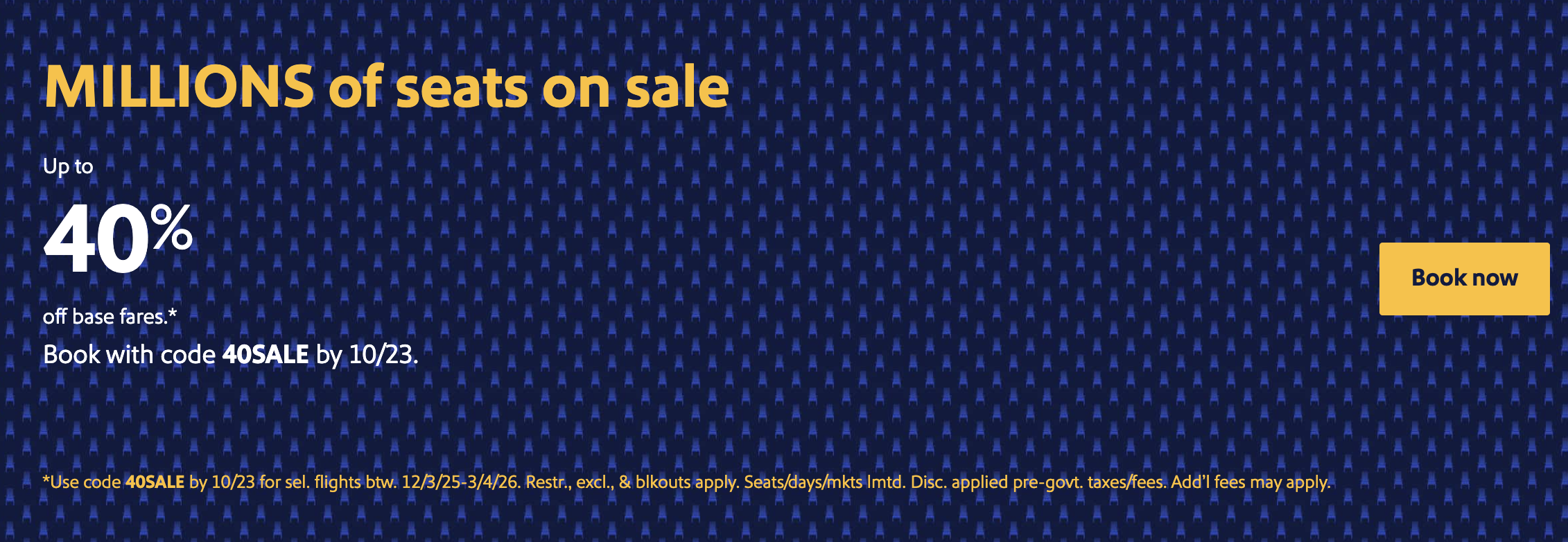 Southwest 40% off fare sale