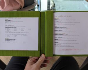 Breakfast menu at Baros Maldives