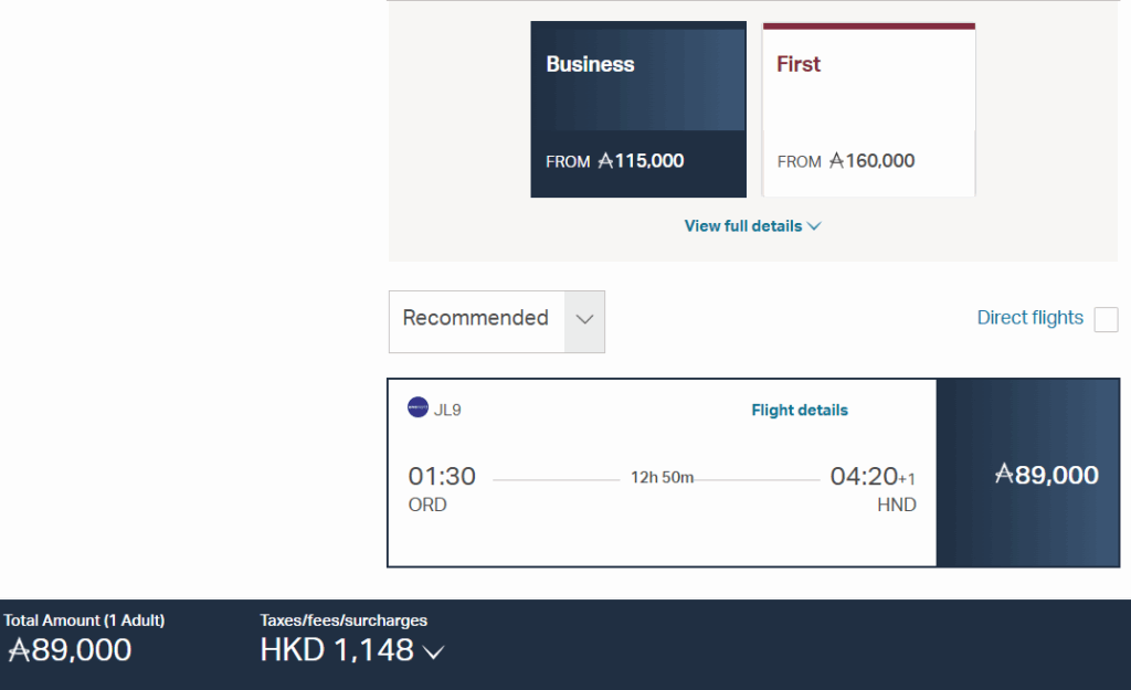 Booking JAL with Cathay miles