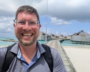 JT Genter biking at Six Senses Laamu in the Maldives