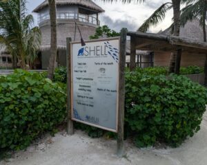 SHELL sign at Six Senses Laamu in the Maldives