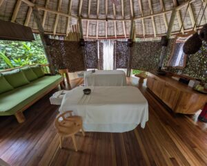 Outdoor spa room at Six Senses Laamu in the Maldives