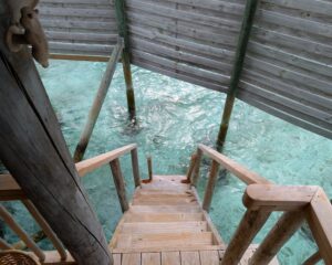 Direct ocean access from an overwater villa at Six Senses Laamu in the Maldives
