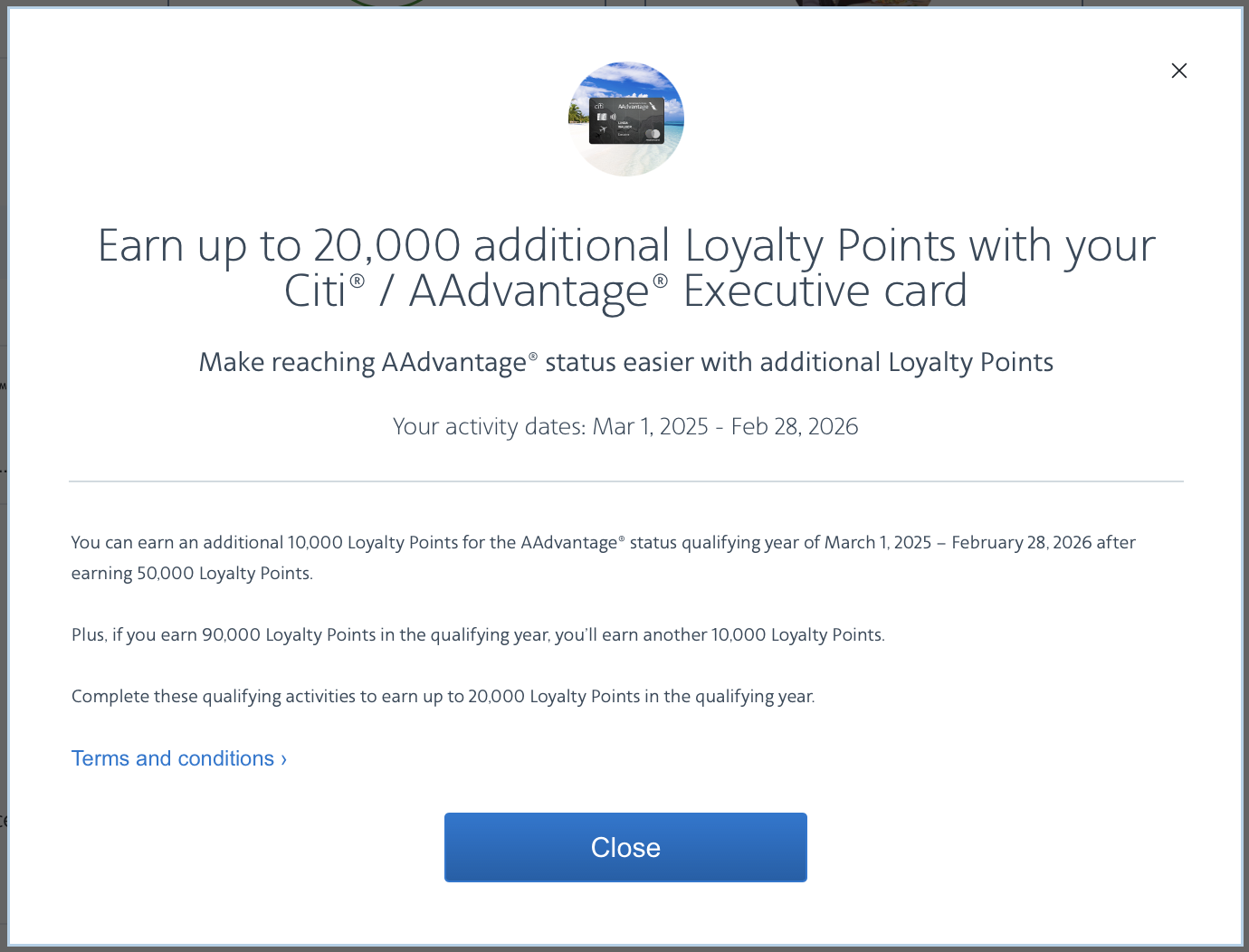 American Airlines Citi Executive Card Loyalty Points boost.