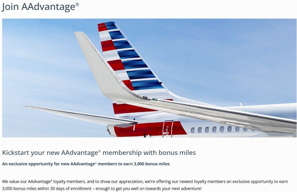 AAdvantage 3,000 Miles New Member Bonus