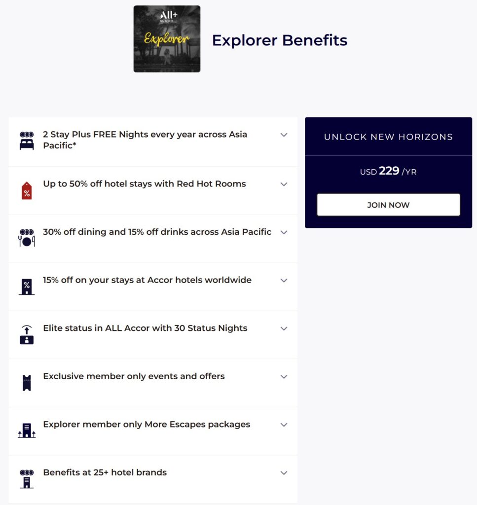 Accor ALL Plus Explorer Benefits