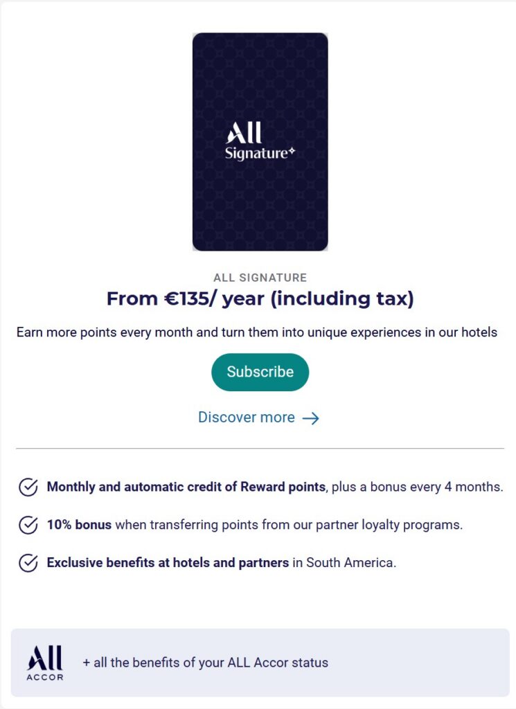Accor Signature Benefits