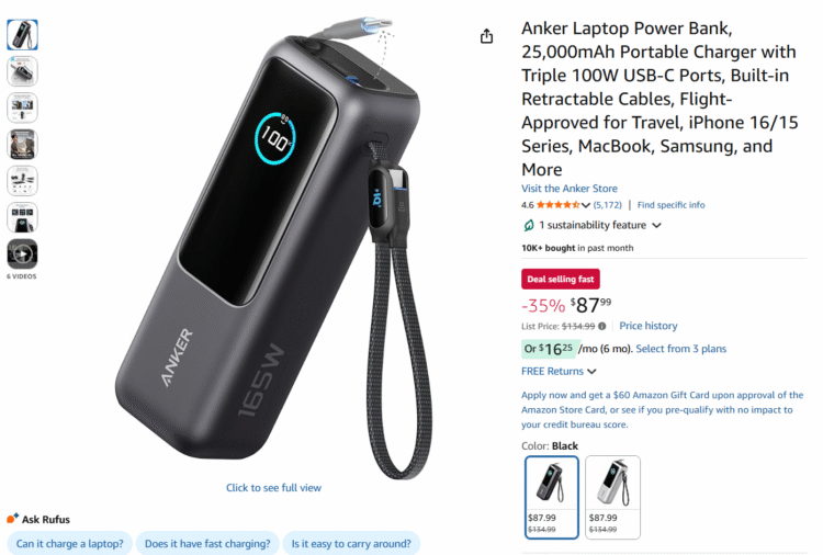 Anker power bank discounted for Amazon Black Friday Deals