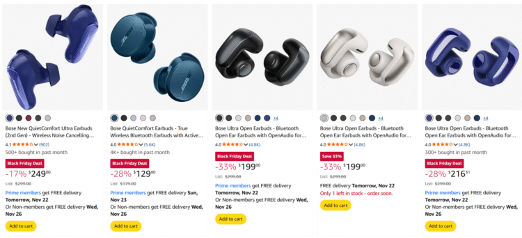 Bose noise-cancelling earbuds on sale on Amazon