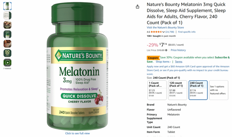 Natures Bounty melatonin discounted for Amazon Black Friday Deals
