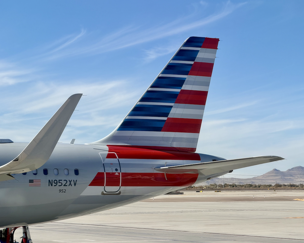 American Airlines A321neo tail at SLC.
