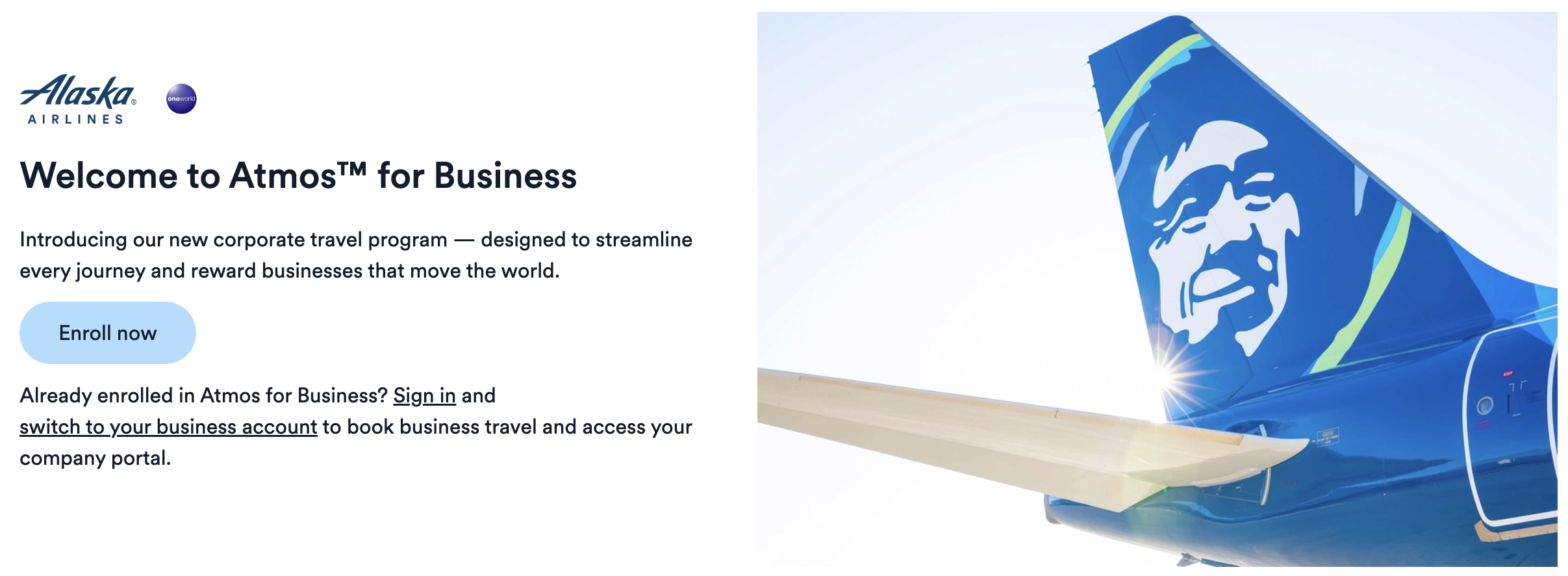 Screenshot from the Atmos Rewards website for Atmos for Business