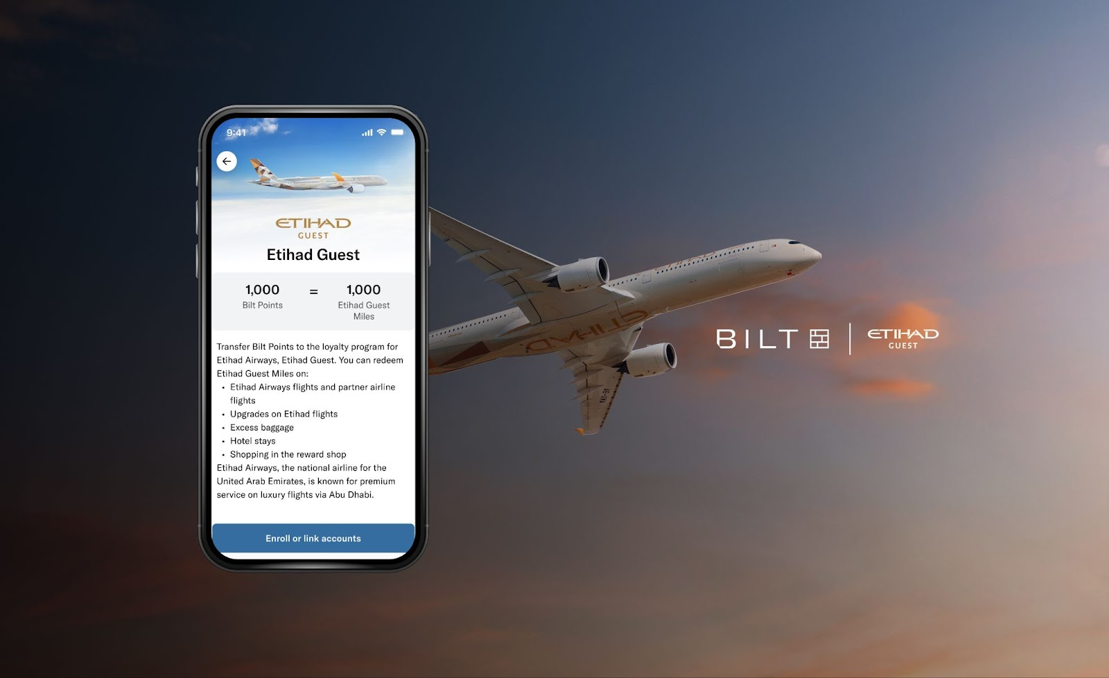 Bilt Rewards Etihad partner webpage.