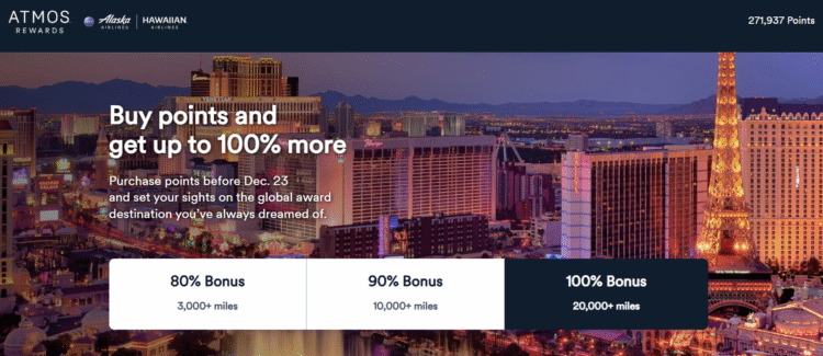 Alaska Airlines buy points promo banner.