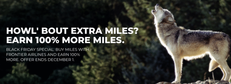 Frontier Airlines buy miles promo banner.