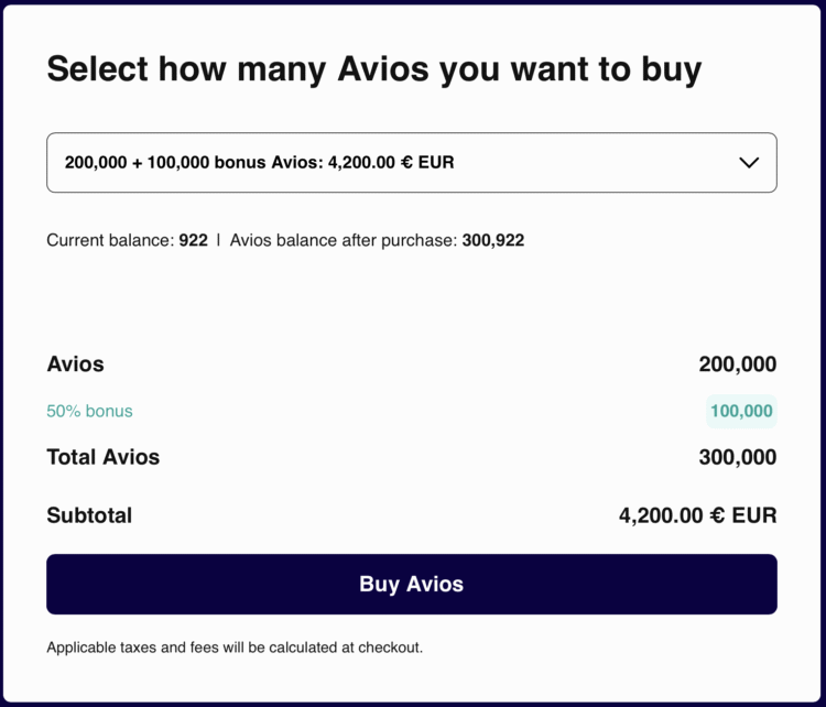 Buy Finnair Avios / Tier Points promotion receipt.