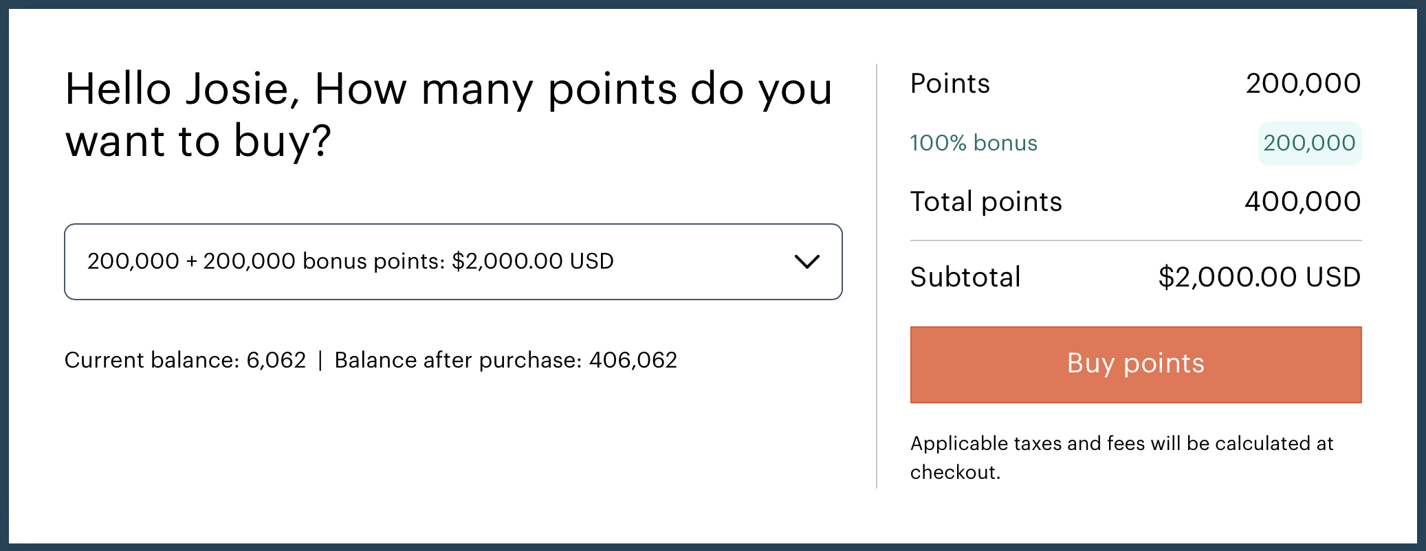 IHG 100% bonus points sale promo selector.