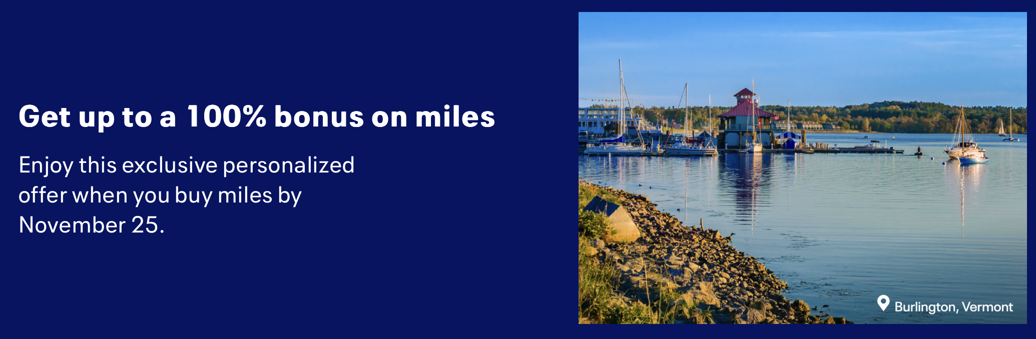 Buy United miles with up to a 100% bonus promo banner.