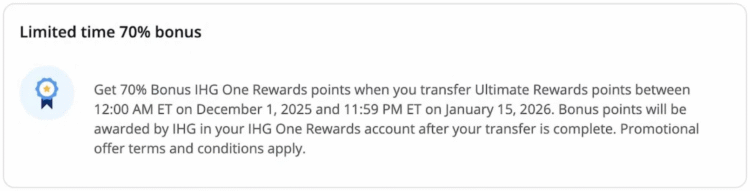 Chase/IHG 70% transfer bonus.