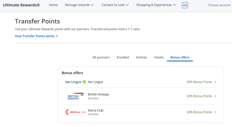 Chase 30% transfer bonus to British Airways, Iberia, and Aer Lingus Avios