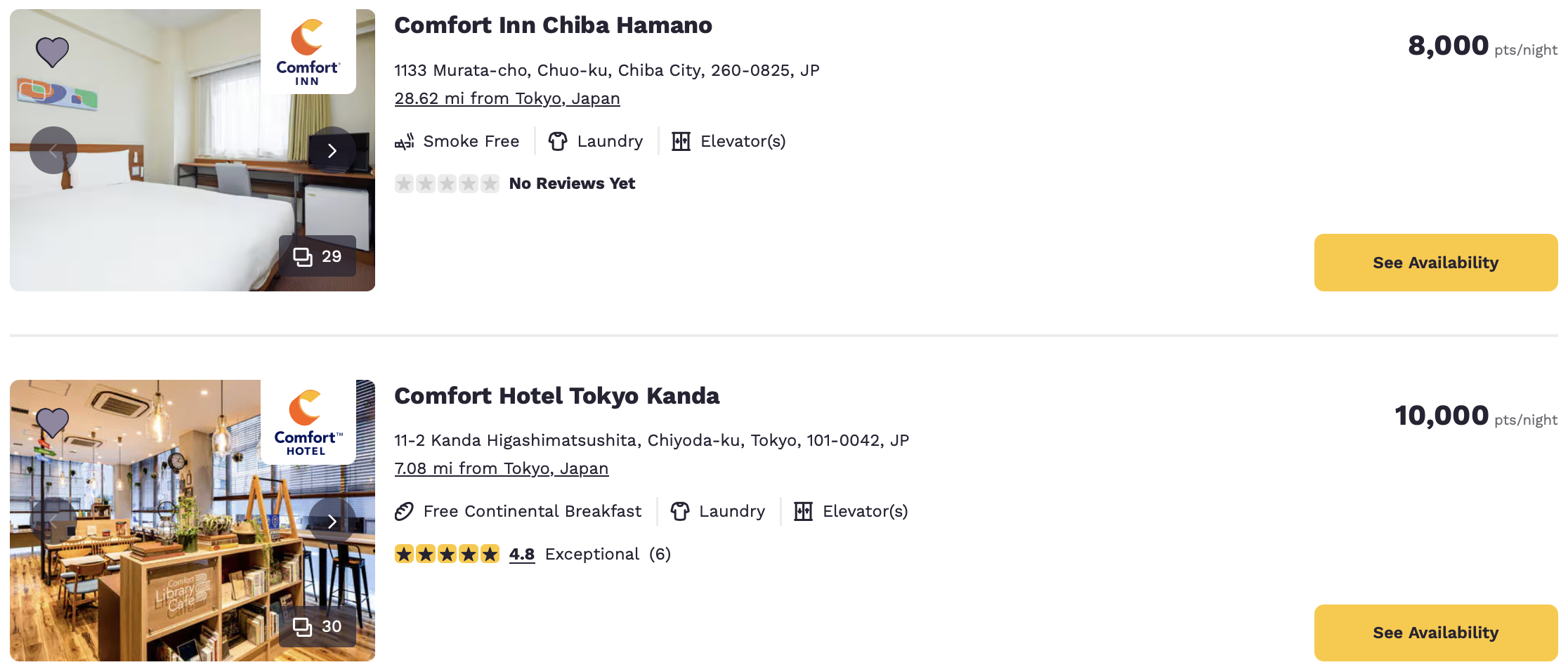 Choice Hotels redemptions in Tokyo, Japan