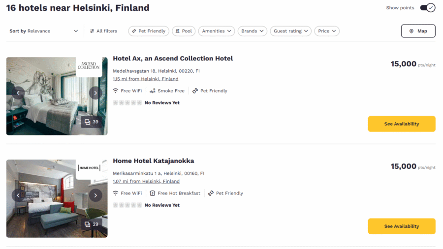 Screenshot of Choice hotels in Helsinki