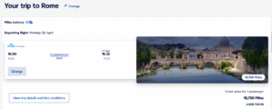 Flying Blue Promo Rewards award pricing from Austin to Rome, Italy