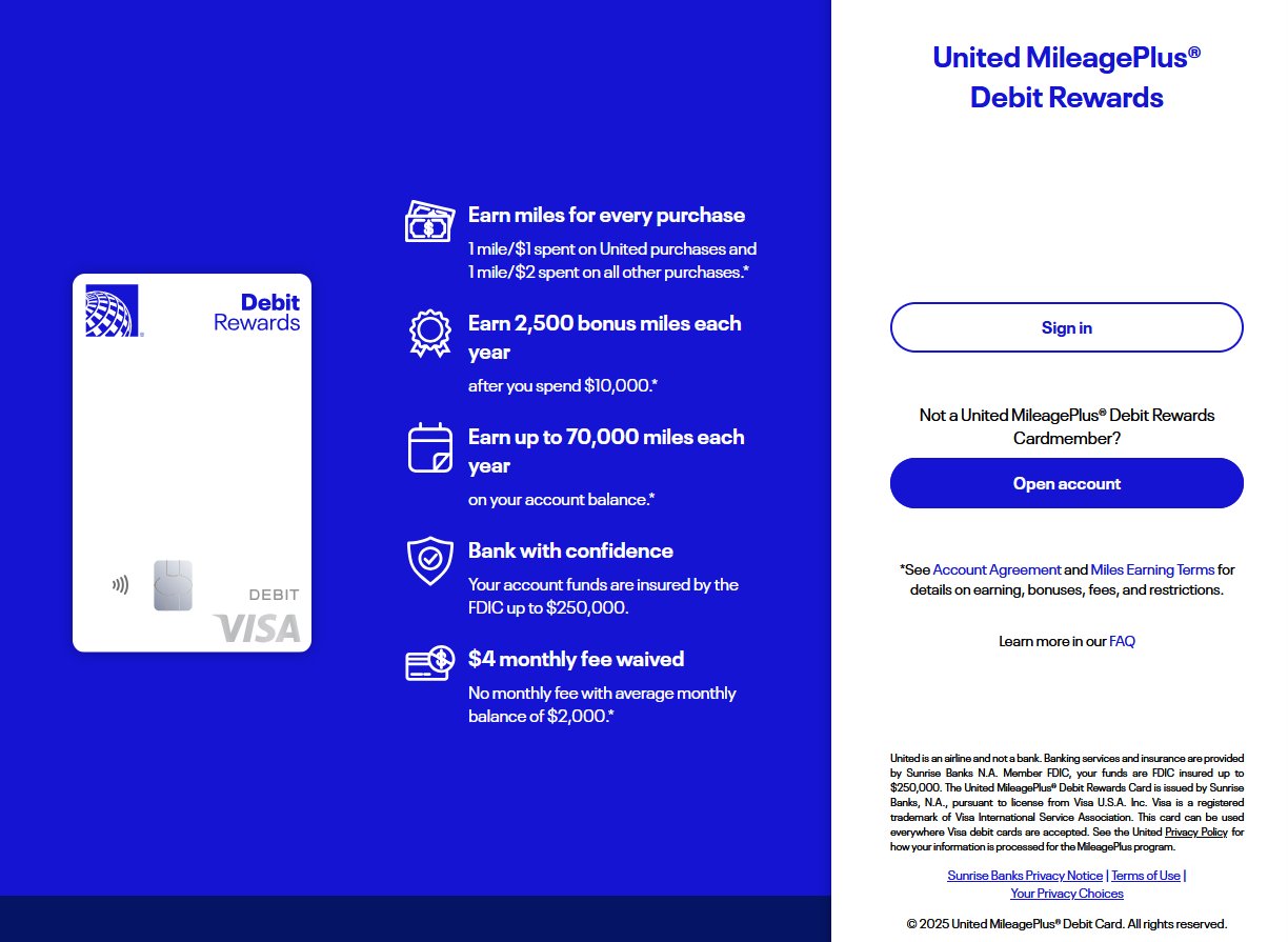 united airlines debit card
