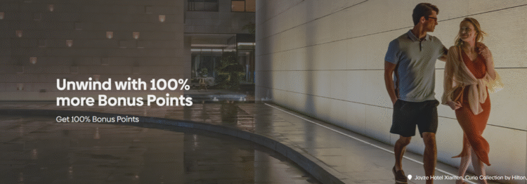 Screenshot of banner to buy Hilton points with a 100% bonus