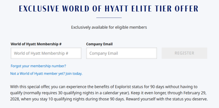 Hyatt corporate status match offer