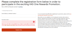 Screenshot showing error when trying to enroll in IHG spending offer