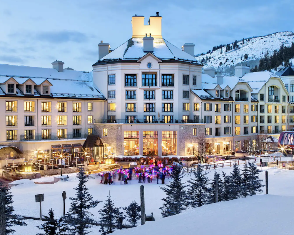 Snow-covered Park Hyatt Beaver Creek Resort and Spa.